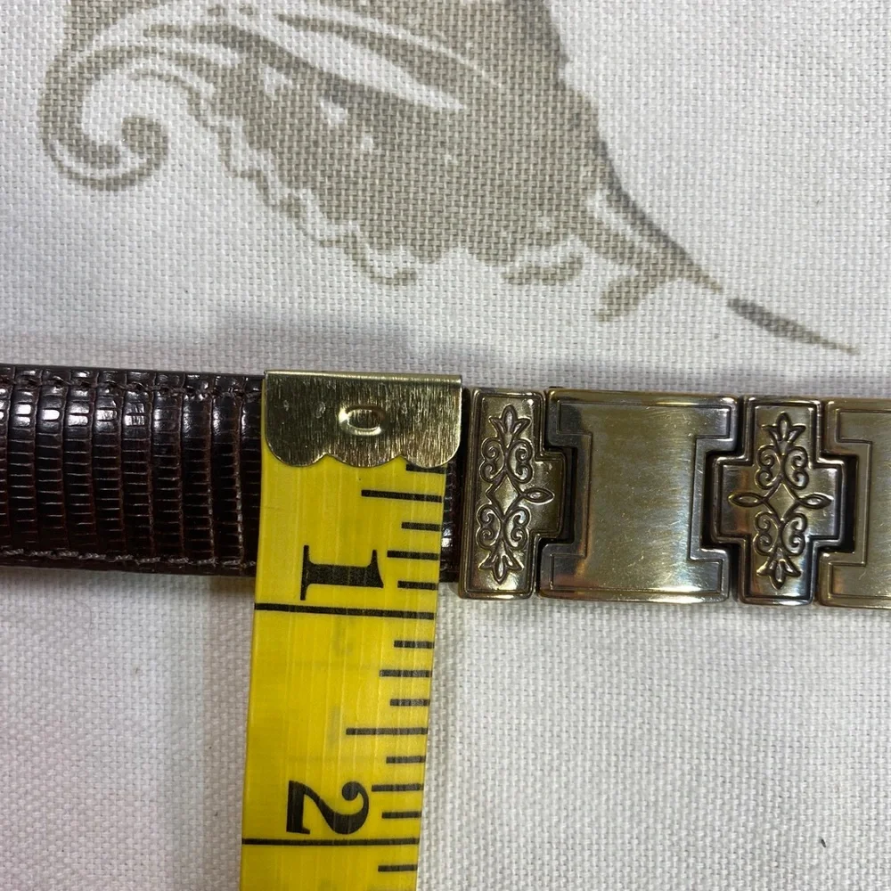 Brighton VINTAGE cowgirl MADE IN USA Belt Leather Silver Metal Faux Snake 40609‎